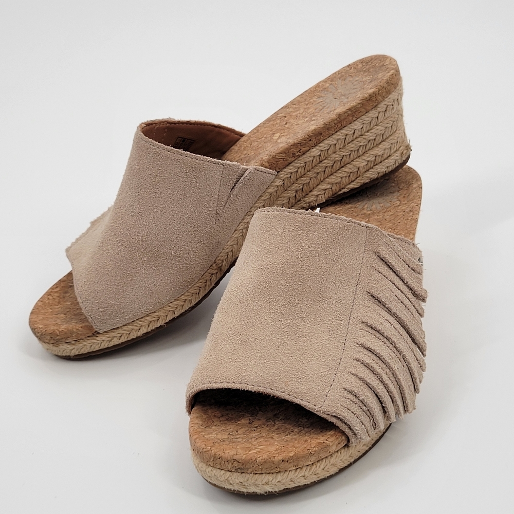Ugg Danes Wedge Suede Leather Espadrille  Fringe Sandal 6